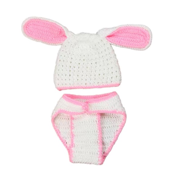 Newborn Bunny Knit Photoshoot Announcement Outfit - Picture 2 of 3